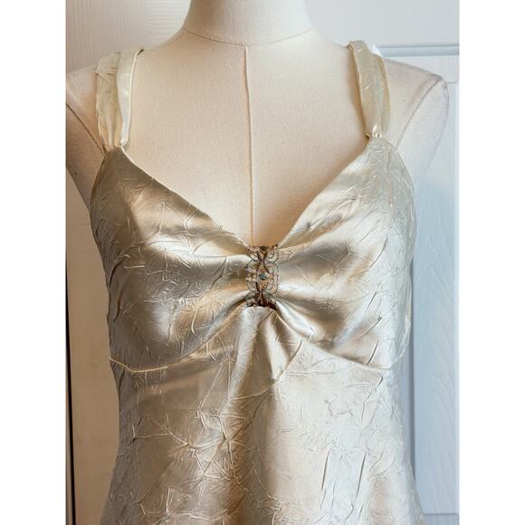 Y2K Babydoll Top Size Large Ivory White Silky Coquette Dainty Romantic Fairy - Picture 2 of 10